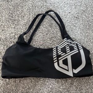 Black Sports Bra with Silver Logo